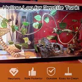 Tfwadmx Reptile Hide, Gecko Tank Accessories, Snake Hides, Resin Hollow Log for Reptile Tank, Aquarium Decorations Betta Fish Hideout for Crested Geckos, Chameleons, Corn Snakes, Frogs