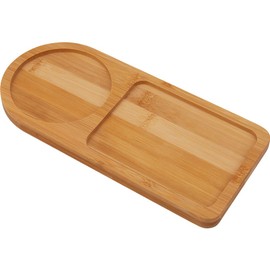 GORGECRAFT Burlywood Arch Wood Tea Serving Tray Wooden Salt and Pepper Mill Tray Holder Bamboo Condiment Tea Serving Tray Grinder Rest for 2 Mills Accessories Tea Kitchen Storage Home Decor