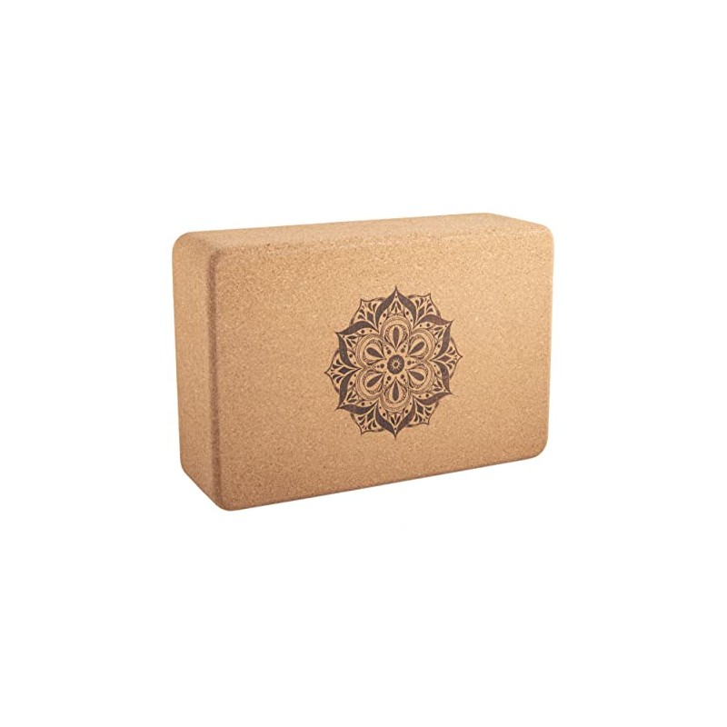 Cork Yoga Block Small with Flower of Life and Mandala