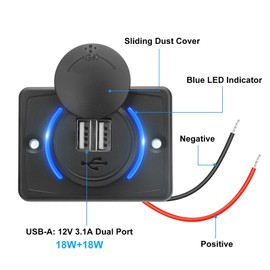 Linkstyle RV USB Outlet, Dual 3.1A USB A Charger Panel with LED Light Charging Socket Panel for 12V/24V Car Marine Boat 2Pcs