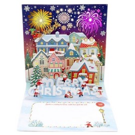 Maeum-dama Premium Christmas 3D Pop-Up Musical Melody Card + Envelope Set, Santa Village, 1-Pack