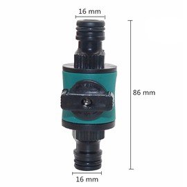 FULAIERGD 2 Pcs 16mm 2 Way Garden Hose Quick Connector with Shut Off Valve (2-Way 16mm)