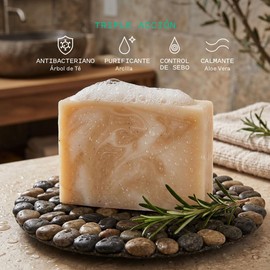Botanicus Jabón Facial Anti-Imperfecciones Botanic Detox 100% Ingredientes Naturales, Limpiador Facial con Arcilla Verde, Árbol de Té y Aloe Vera, Control de Grasa y Limpieza Profunda para Piel Grasa 100gr