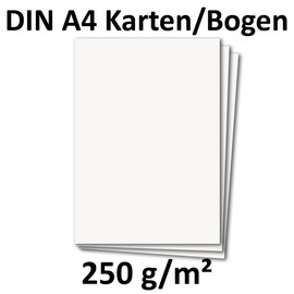 40 pieces DIN A4 cards, plano sheet, colour: bright white, 29.7 x 21 cm, 250 g per m², craft sheet, card box, craft card, dimensionally stable