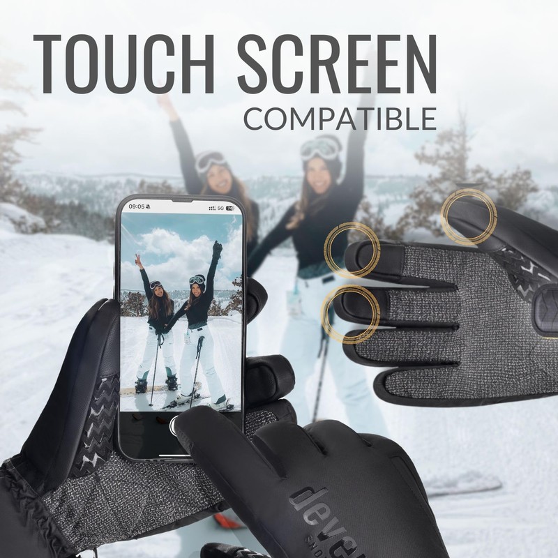 devembr Ski Gloves with Wrist Guards and Undercuff Design, Snowboarding