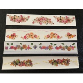 Mrs. Grossman’s 4 Mrs Grossman Vtg 2"x12" Design Line Sticker sheets ~ FLOWERS~Garlan