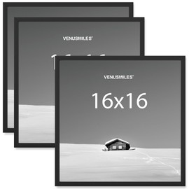 Venusmiles 16x16 Picture Frame, Display 16x16 Photo Frames - High Definition Plexiglass - Vertical and Horizontal Display - Wall Hanging or Table Top Frame - Black, 3 Pack