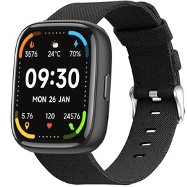 Compatible with Faweio Smartwatch Bands,Lamshaw 22mm Breathable Nylon Woven Fabric Replacement Accessory Strap Compatible for Faweio IDW13/IDW16/IDW17/IDW19/IDW21/IDW26/Smartwatch (Black)