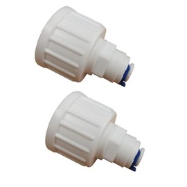 2pcs Tap Connector 3/4in BSP to 1/4in Pushfit Connector Feed Water Connection Fitting (Fridge Freezer Water Filter Plumbing Fitting or Any Water System with 1/4in Water Pipe)