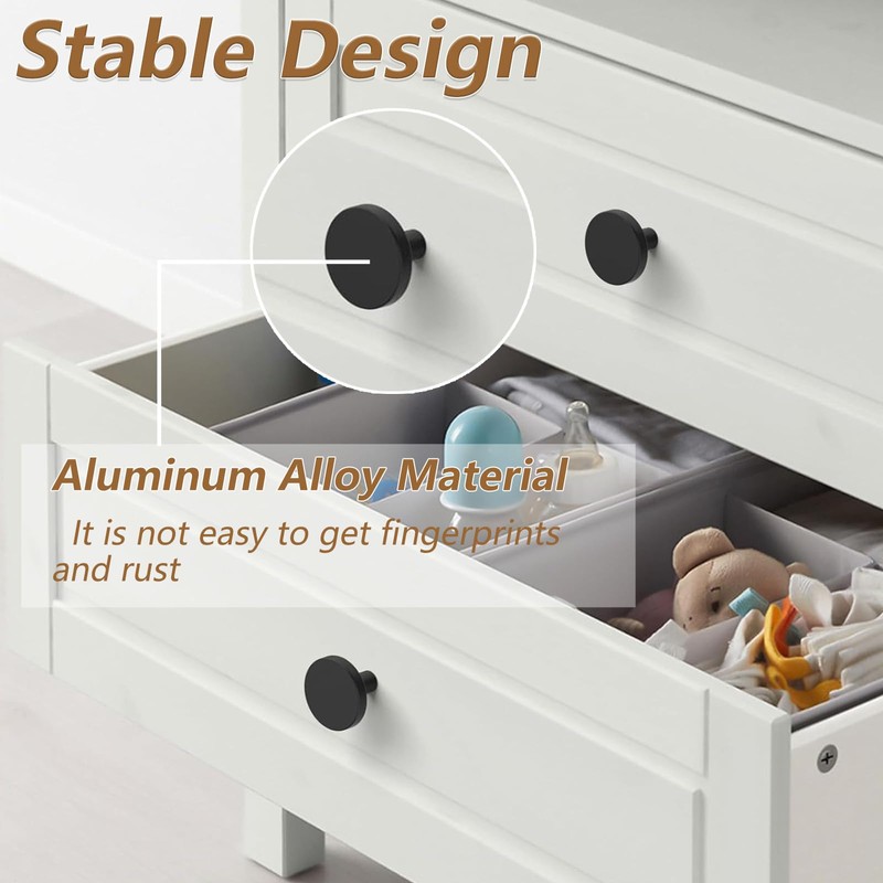 5 Pcs 30mm Round Cabinet Knobs Equipped with Screws and