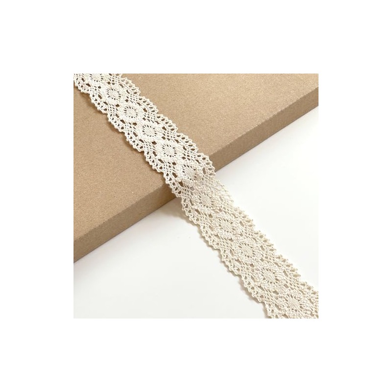 Natural Oval Pattern Cluny Lace Trim, 1.25" Width, 3 Yards/Pack,