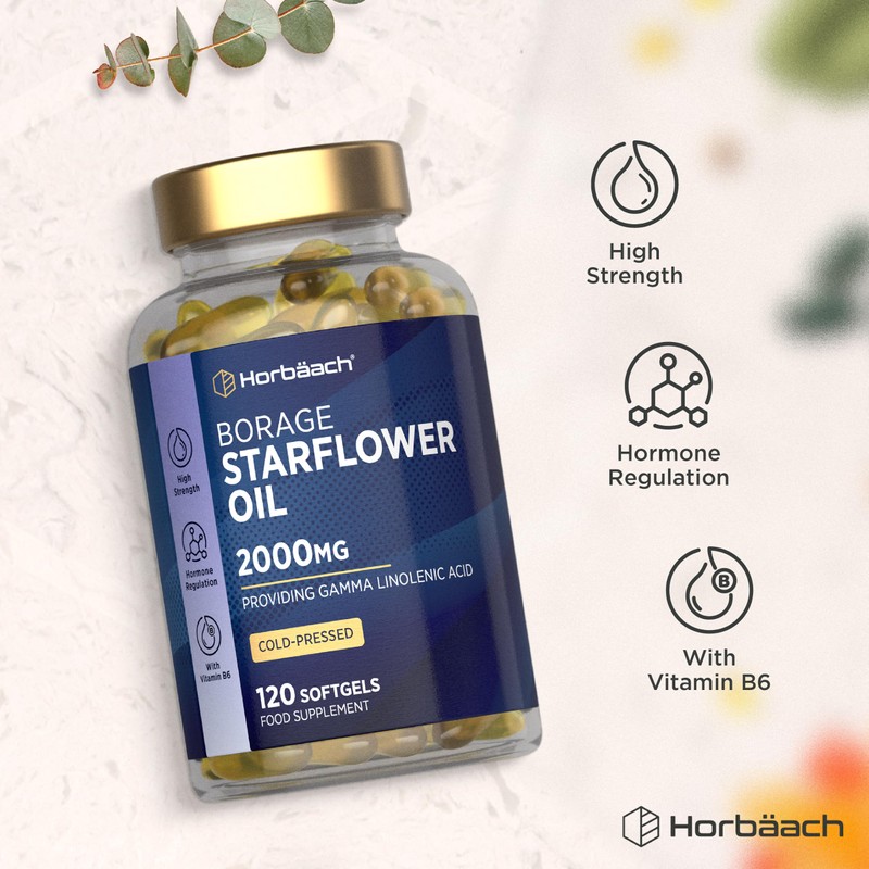 Starflower Oil Capsules 2000mg | High Strength GLA | Cold-Pressed