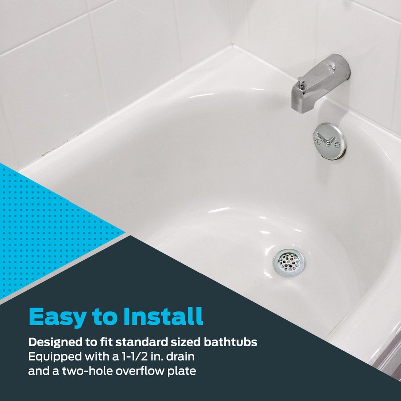 EZ-FLO 1-1/2 Inch Trip-Lever Bath Tub Drain Kit, 2-Hole Overflow