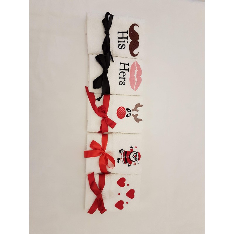 Lex's Linens Set of 2 Embroidered His & Hers Guest