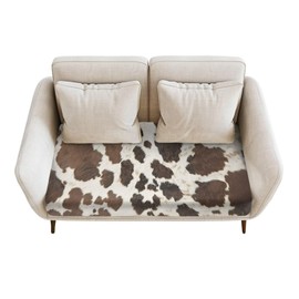 Annejudy Cow Hide Print Couch Cover Sofa Covers for Cushion Couch Sofa Slipcovers Washable Sofa Cover for Dogs Pets Anti-Scratch Individual Couch Cushion Covers with Elastic Bottom