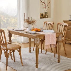 Wracra Rustic Fall Table Runner Farmhouse Style Table Runners 72 inches Long Autumn Table Runner with Hand-Tassels for Thanksgiving, Party Decor and Dining Room Decorations (Orange, 13"×72")