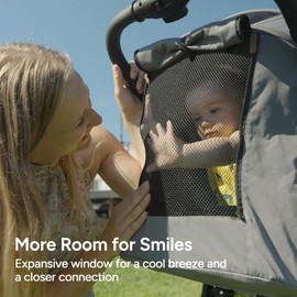 Mompush Nova Baby Stroller for Toddler, Infant & Newborn | Spacious Seat & Lie-Flat Mode | Compact One-Hand Fold, UPF 50+ Canopy & All-Wheel Suspension | Includes Rain Cover & Cup Holder, Grey