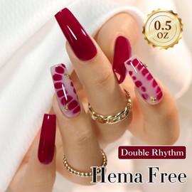 Double Rhythm 0.50 OZ Gel Polish Hema Free Same Color Same Bottle Golden Round Translucent Neutral Natural Milky 15 ML Jelly UV Polish Art DIY at Home (Burgundy-C1129)