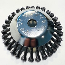 Outiror - Steel Wire Brush Cutter Head - Tapered Brush for Brushcutter - For Cleaning Driveways, Patios And Paths - 200mm (25.4mm Fixture) - 980g