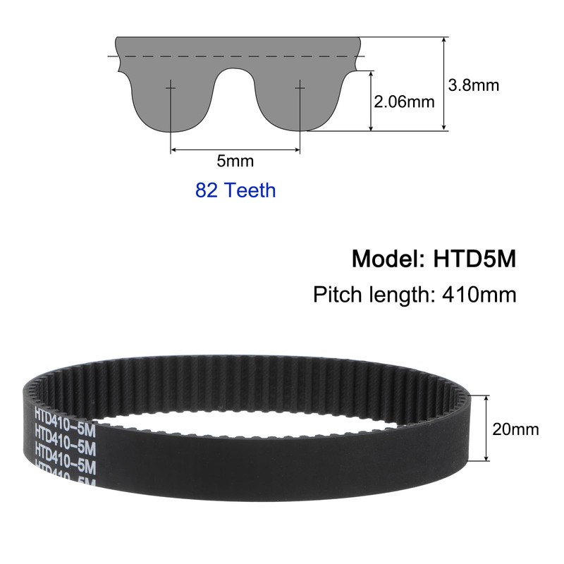 sourcing map HTD5M-410 Rubber Timing Belt 82 Teeth Closed Loop