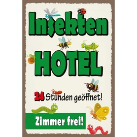 Generisch Tin Sign 20 x 30 cm Insects Hotel Meadow Garden Nature Bees