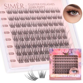 SIMER Lash Clusters DIY Eyelash Extensions 80 Clusters Lashes 3D Layered Wispy Natural Look Eyelash Clusters D Curl Reusable Fluffy Individual Lashes DIY at Home(10-16mm Mixed)