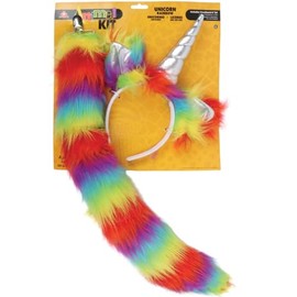 Nikki's Knick Knacks Rainbow Unicorn Costume Set - Mystical Unicorn Creature Costume - Headband and Tail