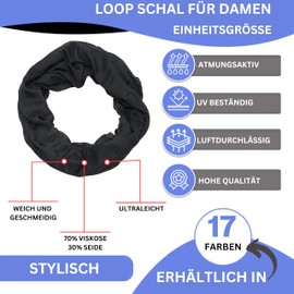 beybey® Women's Silk Loop Scarf with Floral Pattern - Beautiful and Fine - Silk Scarf - Loop Scarf Women - Tube Scarf Women, LUX1 white