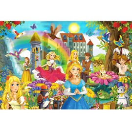 HUADADA 100 Piece Jigsaw Puzzles For Children - Puzzles 100 Pieces for Kids Ages 3 4 5 6 - Boys and Girls Game Gift Ages7 8 Fairy Tale of Knights and Fairies