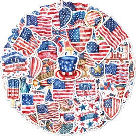 4th of July Stickers Patriotic Stickers Vinyl Waterproof USA Flag Water Bottle Decals and Decorations for Independence Labor Veterans Memorial Day 100Pcs