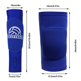 obmwang 2 Pieces Volleyball Accessories Including Volleyball Knee Pads and Arm Sleeves with Protection Pads and Thumb Hole for Women Girls Teens (Blue)