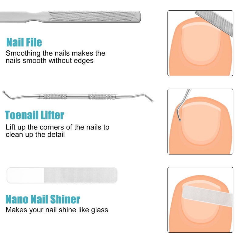 Toenail Clippers for Seniors Thick Nails 4Pc - Long Handle,