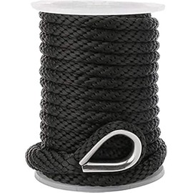 USR Rope Solid Braid MFP Anchor Line 3/8" x 100' Black Boat