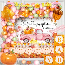 A Little Pumpkin is On the Way Baby Shower Decorations, Thanksgiving Pumpkin Baby Girl Baby Shower Decorations Kit, Fall Pumpkin Baby Shower Girl Supplies, Autumn Baby Shower Decorations for Girl