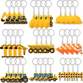 36 piezas de construcción para fiestas de construcción, llaveros de construcción, excavadora, tractor, llavero para fiestas de cumpleaños para niños, baby shower, regalos de devolución, decoración de fiesta de construcción