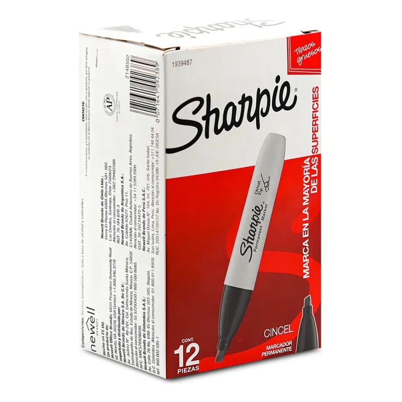 Marcadores Sharpie Punta Gruesa Cincel Chisel Negro Con 12