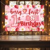 Berry First Birthday Decor for Girls Strawberry Birthday Backdrop Banner