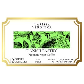 Danish Pastry Medium Roast Coffee (Single Serve K-Cup Pods) (Gourmet, Naturally Flavored, Whole Coffee Beans) (12 pods, ZIN: 572504)