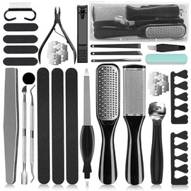 36-in-1 Professional Pedicure Kit – Complete Foot Care Tools Set for Home and Salon Use, Includes Foot Rasp and Dead Skin Remover - Color: Black