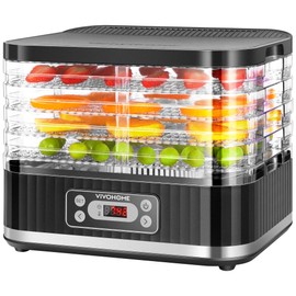 VIVOHOME Electric 5 Trays Food Dehydrator Machine, 400W Hydrator Machine with 72H Digital Timer and Temperature Control for Fruit Vegetable Meat Jerky Herb Beef Mushroom, Black