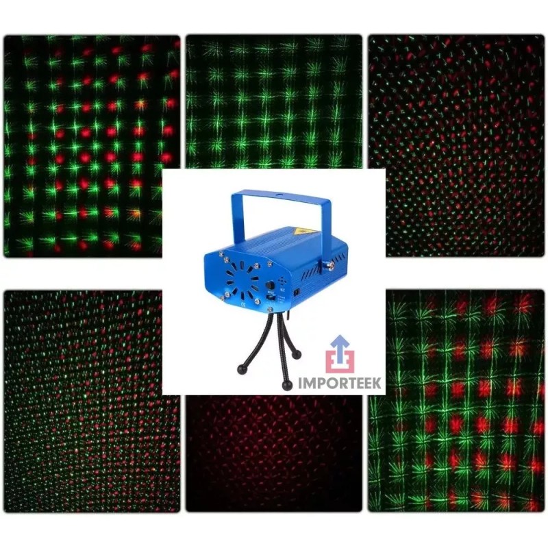 Importeek 3pz Proyector Laser Luz Led Audioritmico Color Figuras +