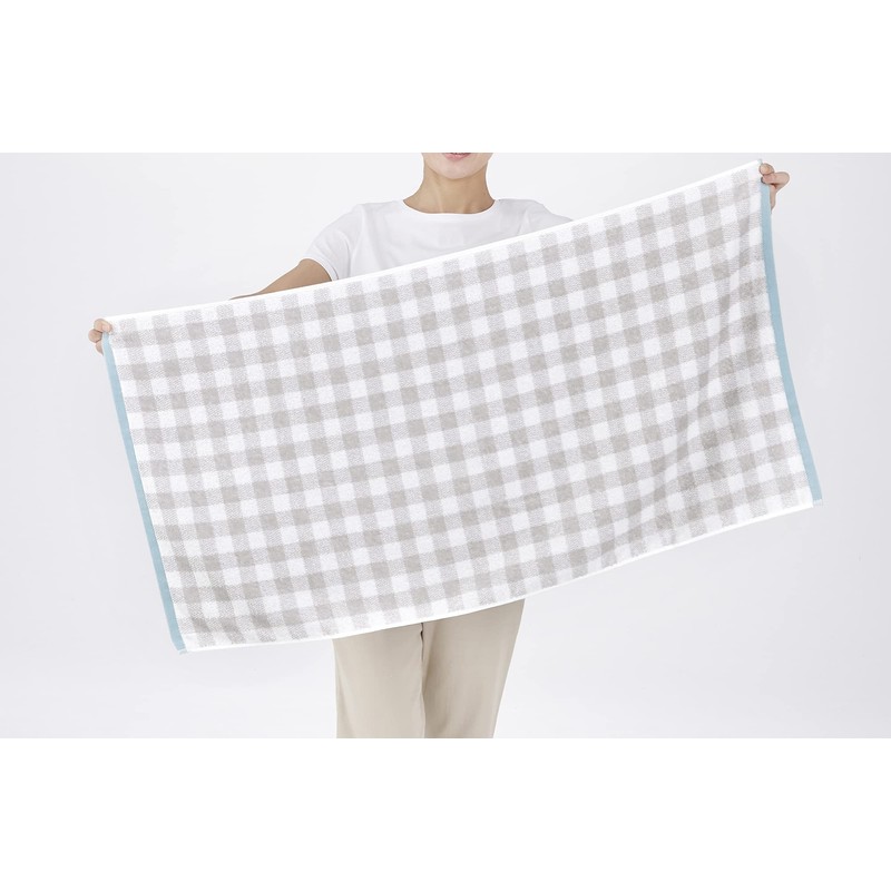 kosugizen Mini Bath Towel, Clair Checker, 19.7 x 39.4 inches