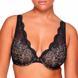 ThirdLove Lace Contour Plunge Bra Made for All-Day Wear, Adjustable Straps with Comfortable Underwire Support, Bras for Women, Black, 36G