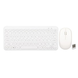 Keyboard Mouse Combo 2.4G Wireless Round Keycaps Ergonomic Design Silent Mouse USB Receiver Keyboard and Mouse White