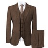 Mens Tweed Herringbone Wedding Suit Prom Tuxedos 3 Piece Peak