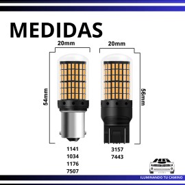 Par Focos 144 Led 3157 / 3156 Blanco / Rojo / Ambar 12 / 24v
