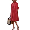 chouyatou Women's Spring Summer Button-Down Shirt Dress Loose A-Line Midi