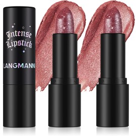 Jolilab Sparkling Lipstick Lip Gloss Long Lasting Waterproof Moisturizer Lip Balm Glitter Shimmer Metallic Lipstick, Diamond Shiny Bold Glow Goth Lipstick for Women Girls,Non-sticky (2, 07#*2)