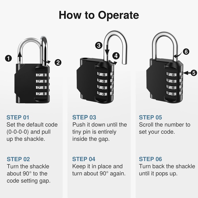 Puroma Combination Lock 4 Pack 4 Digit Waterproof Locker Locks