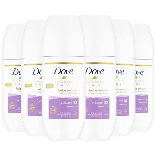 Dove Advanced Care Clean Touch 8710847955136 Antiperspirant Deodorant Roll-on Enriched with Vitamin B3 for 48 Hours Sweat Protection, 100 ml